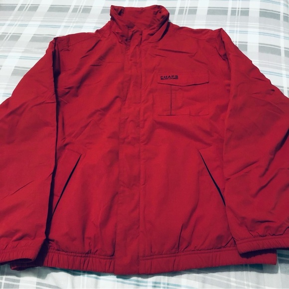 Chaps Ralph Lauren Classic Winter Jacket Red/Navy Blue Size Medium Fleece Lined - Picture 1 of 9